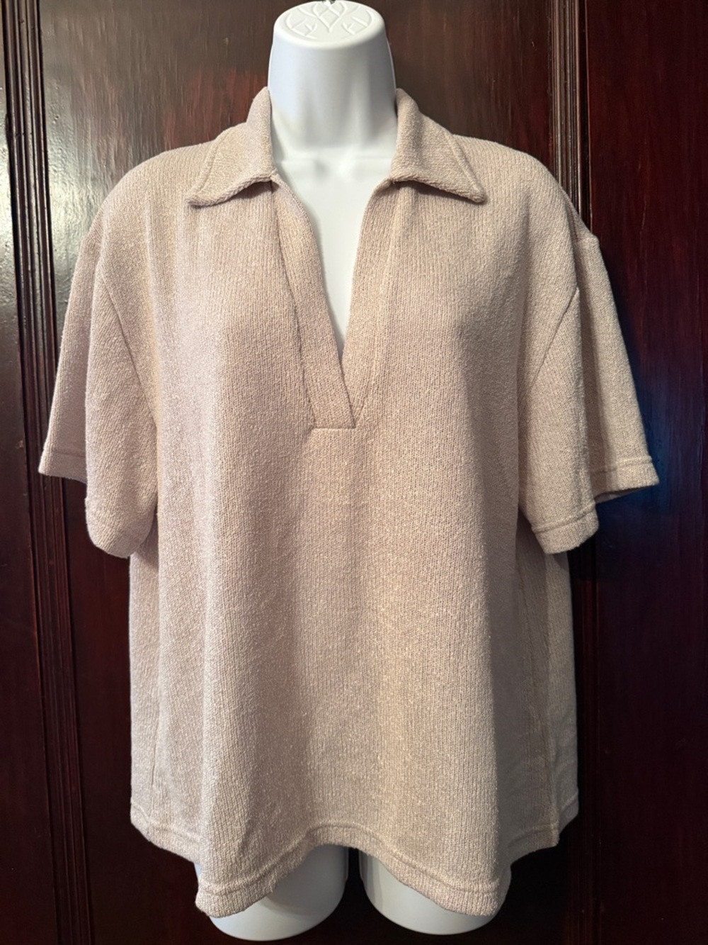 H&M Relaxed Open-V Collar Short Sleeve Polo NWT